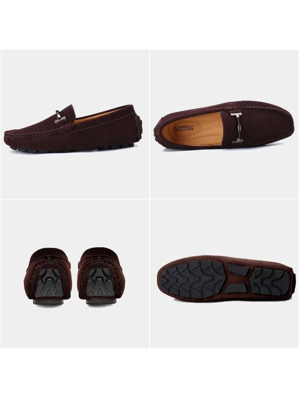 DCZTELG Men's Coffee Suede Calf Leather Penny Loafer Slip On Party Comfort Shoes